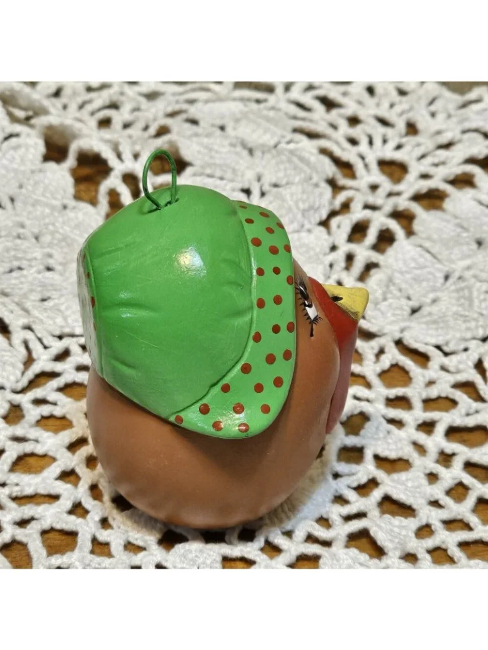 Unique HTF Ceramic Anthropomorphic  Pilgrim Turkey W/ Bonnet Ornament Vintage